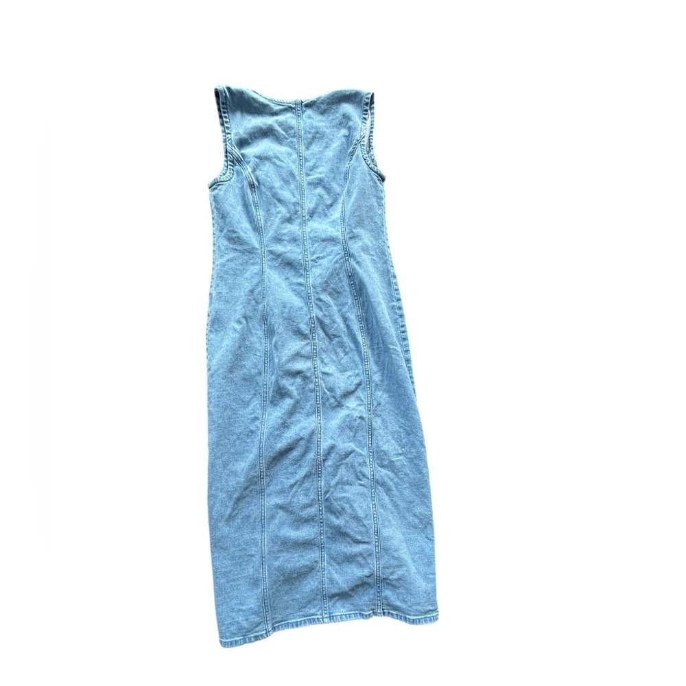 Sleeveless Light Blue Denim Button-Front Midi Dress - Picture 11 of 13